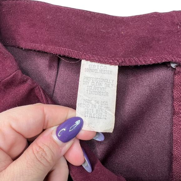 Vintage Erica Velvet Straight Pencil Maxi Skirt Back Zip Unlined Wine Red XL - Picture 5 of 5